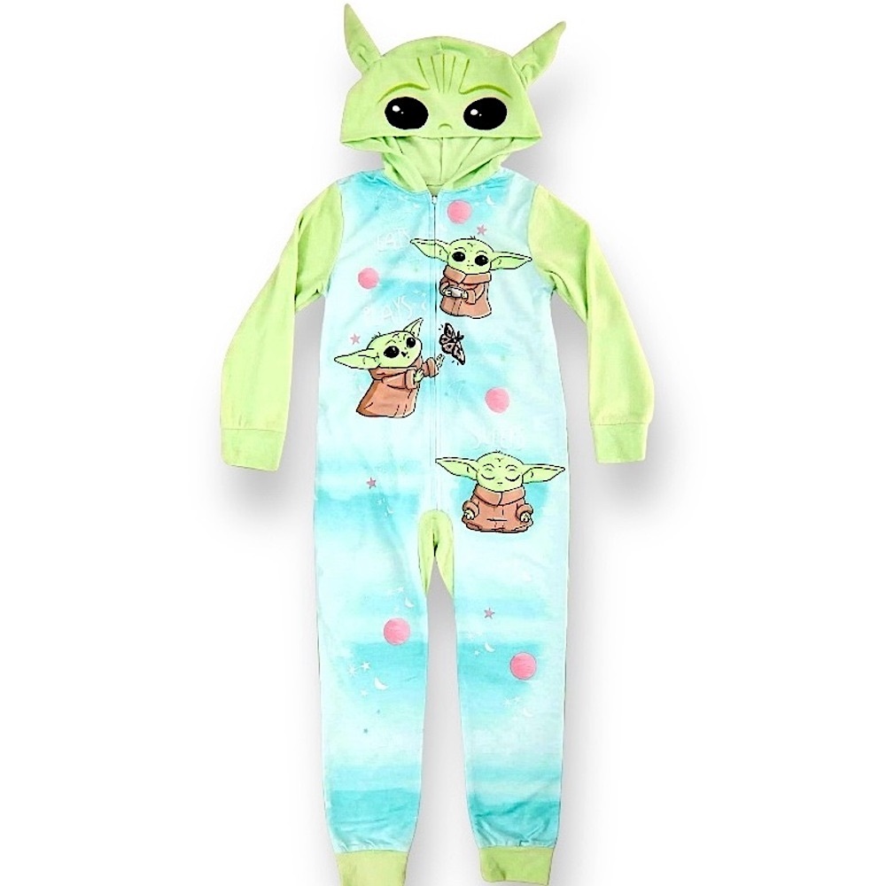 Baby Yoda Girls Pajamas Union Suit One Piece Costume Hooded Star Wars Size 6